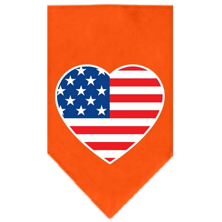 American Flag Heart Screen Print Bandana Orange Large
